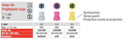Yellow cups Snap-on, L: 9,0 mm, Size: 060 mm