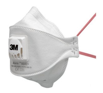 Maska z izdišnim ventilom, FFP3, bela