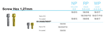 Screw Hex 1.27mm, on Uniabutment